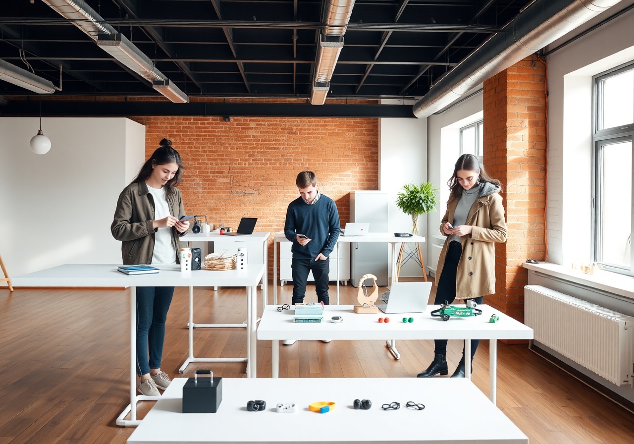 A sleek, modular desk setup showcasing interchangeable components