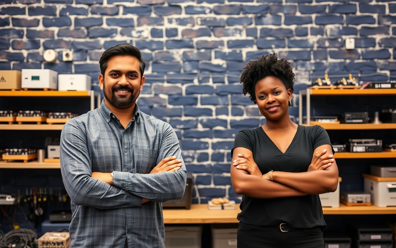 Founders working on hardware prototypes in a garage