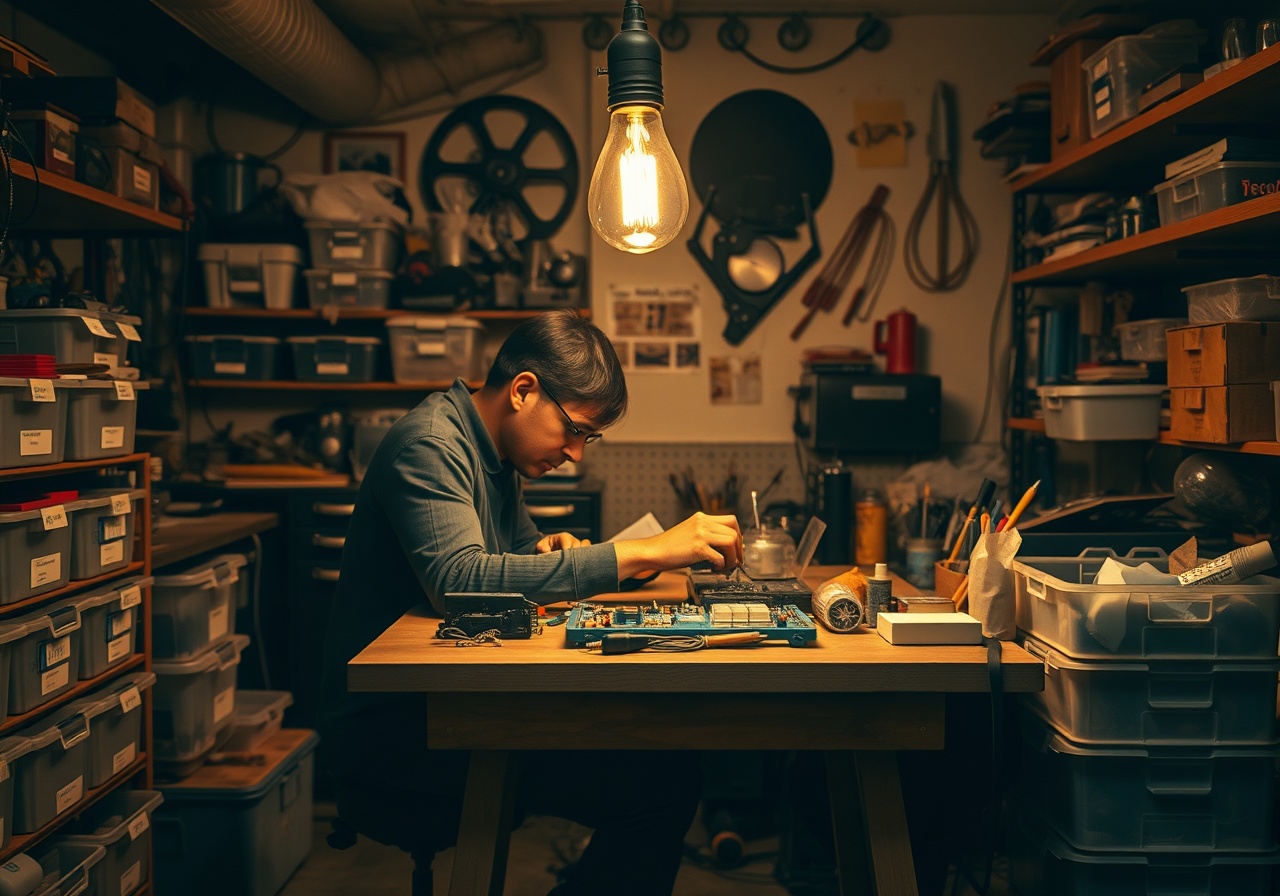 A solo product designer working on a modular desk setup