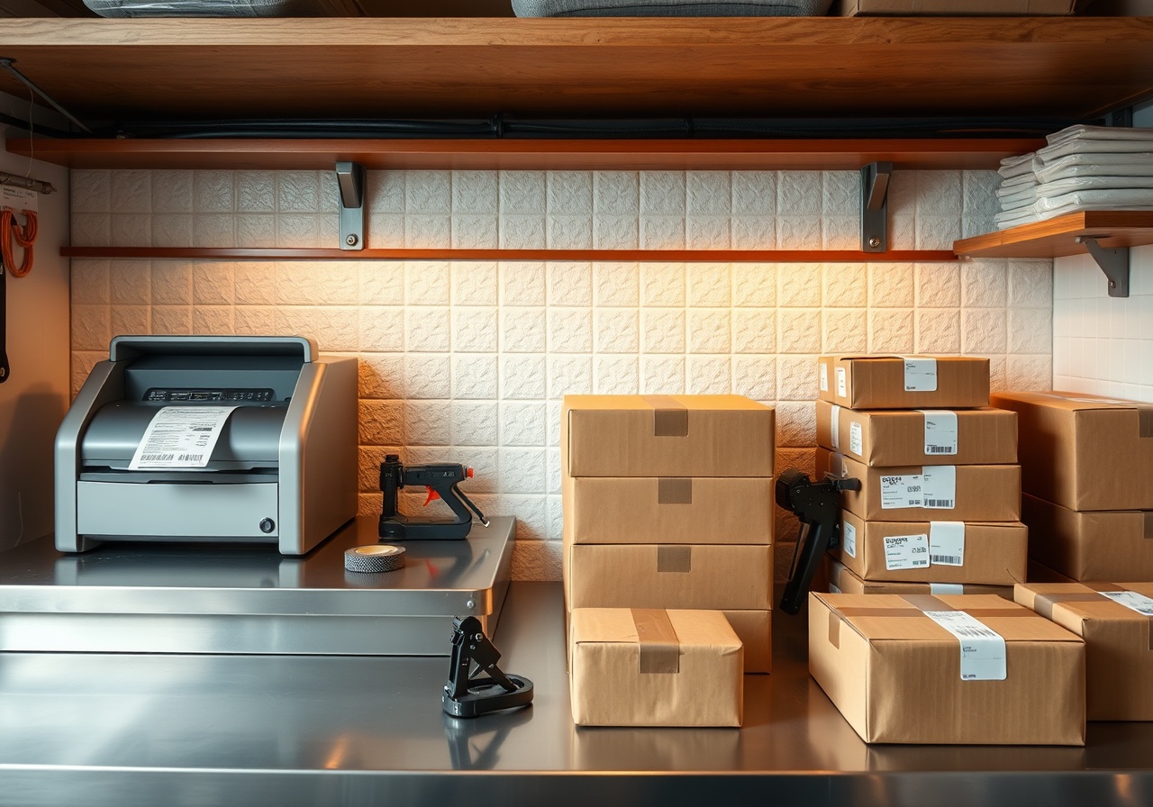 Modly shipping label printing station interface