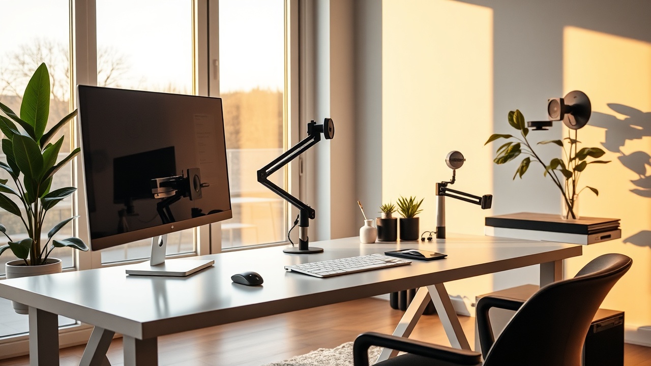 ArkFrame modular desk frame system fully assembled in a modern office